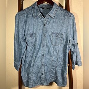 Polka dot Jean shirt, cute & comfy, Apt. 9 size large